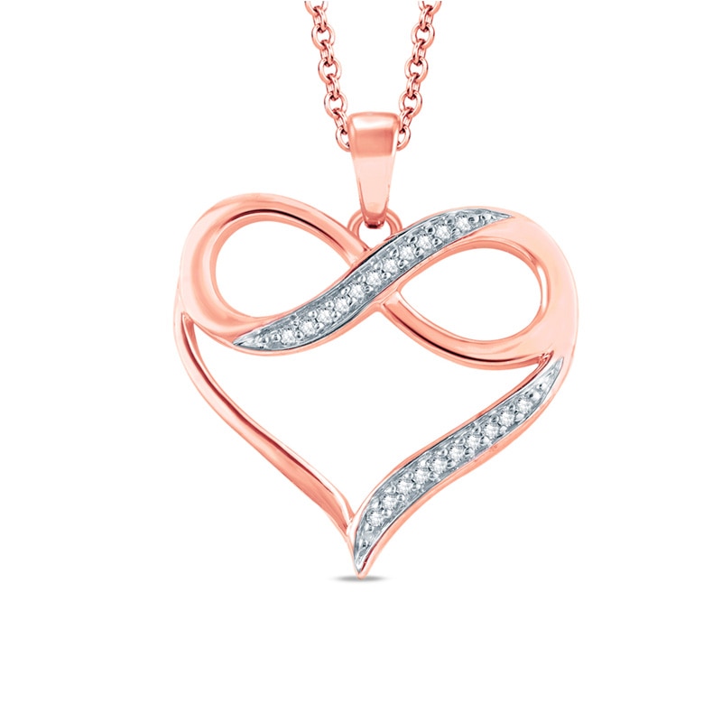 0.04 CT. T.W. Diamond Heart with Infinity Pendant in 10K Rose Gold|Peoples Jewellers