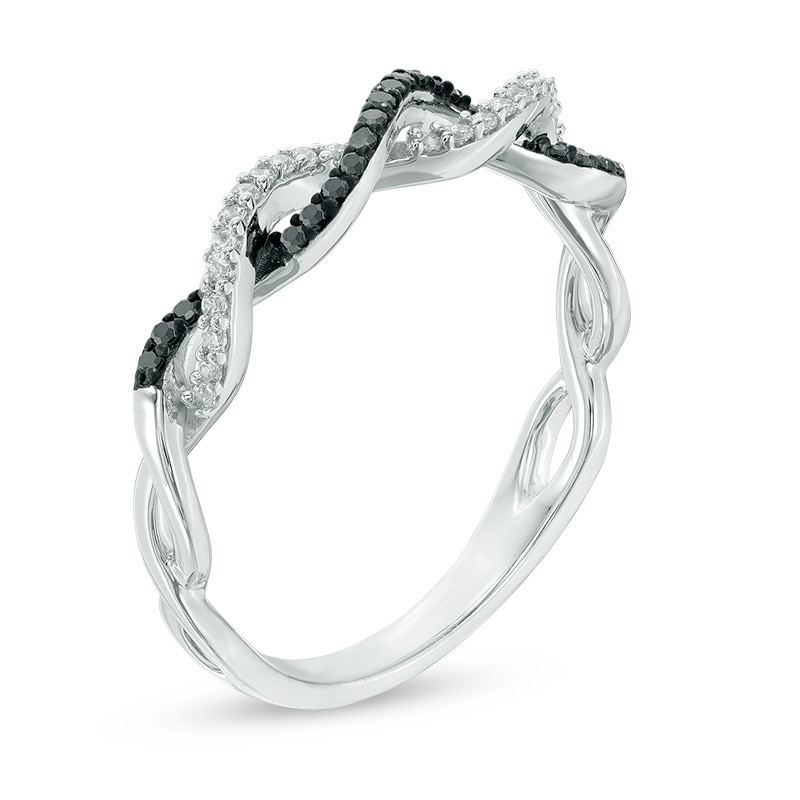 0.15 CT. T.W. Enhanced and White Diamond Twist Shank Band in 10K White Gold|Peoples Jewellers