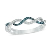 Thumbnail Image 1 of 0.15 CT. T.W. Blue Enhanced and White Diamond Twist Shank Band in 10K White Gold