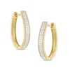 Thumbnail Image 0 of 0.23 CT. T.W. Diamond Double Row Hoop Earrings in 10K Gold