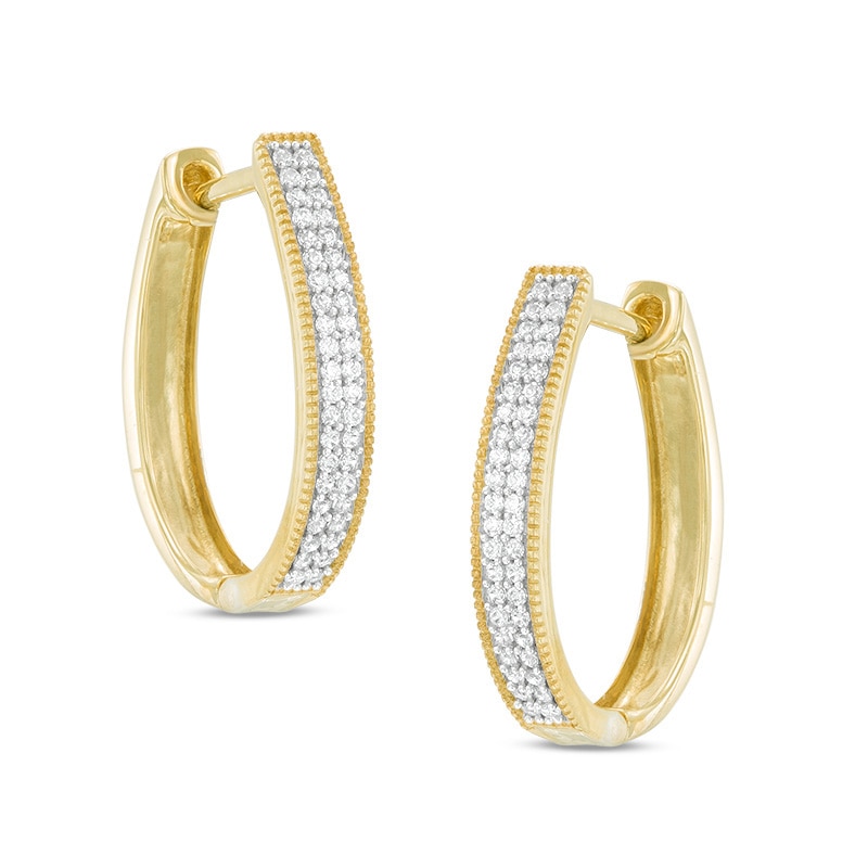 0.23 CT. T.W. Diamond Double Row Hoop Earrings in 10K Gold|Peoples Jewellers