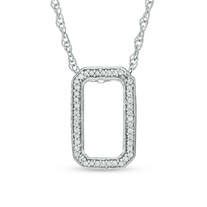 Diamond Accent Open Rectangle Necklace in Sterling Silver - 17"