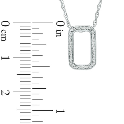 Diamond Accent Open Rectangle Necklace in Sterling Silver - 17"