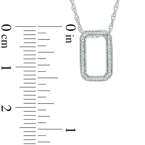 Diamond Accent Open Rectangle Necklace in Sterling Silver - 17"