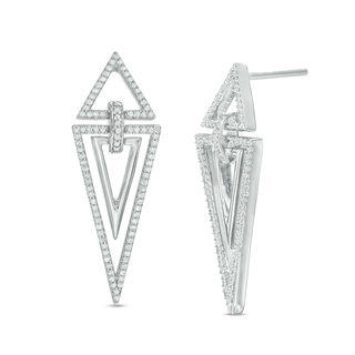 1/3 CT. T.W. Diamond Triangles Drop Earrings in Sterling Silver