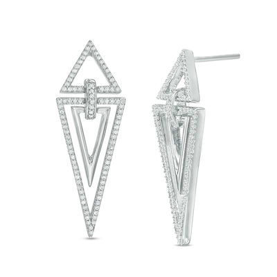 1/3 CT. T.W. Diamond Triangles Drop Earrings in Sterling Silver