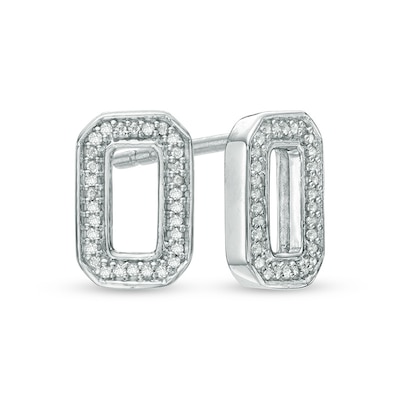 1/10 CT. T.W. Diamond Open Rectangle Stud Earrings in Sterling Silver