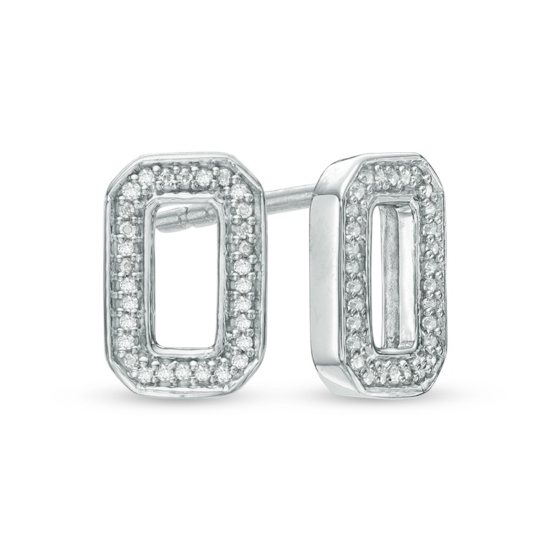 1/10 CT. T.W. Diamond Open Rectangle Stud Earrings in Sterling Silver|Peoples Jewellers