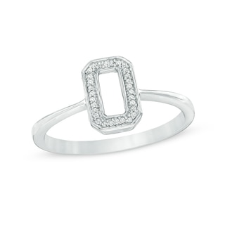 Diamond Accent Open Rectangle Ring in 10K White Gold