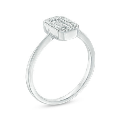 Diamond Accent Open Rectangle Ring in 10K White Gold