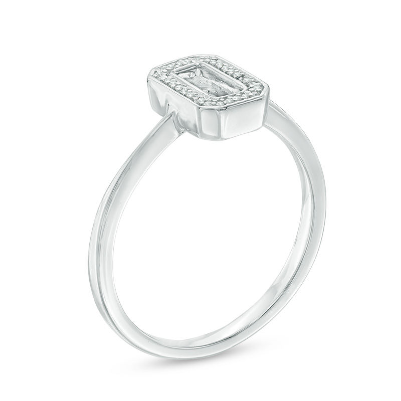 Diamond Accent Open Rectangle Ring in 10K White Gold|Peoples Jewellers