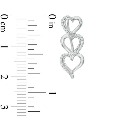 0.15 CT. T.W. Diamond Linear Hearts Crawler Earrings in Sterling Silver