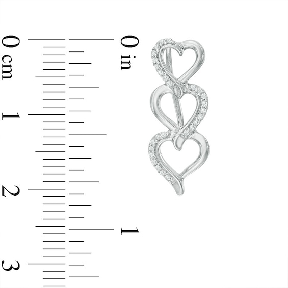 0.15 CT. T.W. Diamond Linear Hearts Crawler Earrings in Sterling Silver