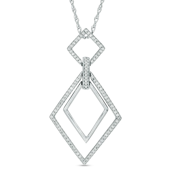 CT. T.W. Diamond Interlocking Tilted Squares Pendant in Sterling Silver