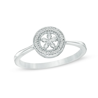 Diamond Accent Flower Circle Ring in Sterling Silver