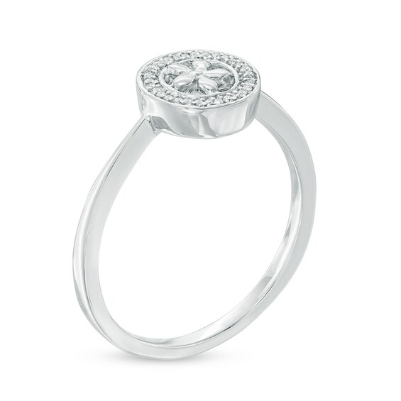 Diamond Accent Flower Circle Ring in Sterling Silver