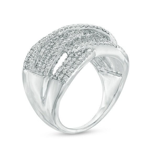 0.95 CT. T.W. Diamond Three Row Woven Ring in 10K White Gold