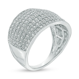 0.95 CT. T.W. Diamond Multi-Row Dome Ring in 10K White Gold