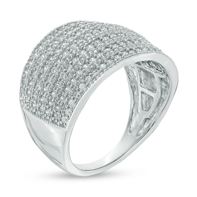 0.95 CT. T.W. Diamond Multi-Row Dome Ring in 10K White Gold