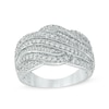 Thumbnail Image 0 of 1.00 CT. T.W. Diamond Layered Criss-Cross Ring in 10K White Gold
