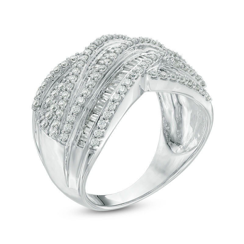 White gold criss cross on sale ring