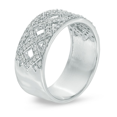 0.30 CT. T.W. Diamond Criss-Cross Band in Sterling Silver