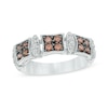 Thumbnail Image 0 of 0.58 CT. T.W. Champagne and White Diamond Alternating Square Band in 10K White Gold