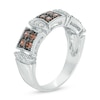 Thumbnail Image 1 of 0.58 CT. T.W. Champagne and White Diamond Alternating Square Band in 10K White Gold