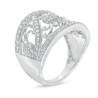 1.00 CT. T.W. Diamond Flower Ring in 10K White Gold