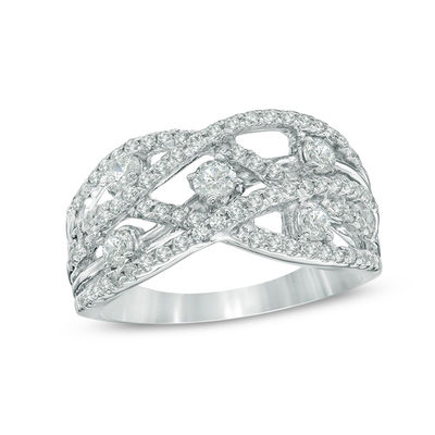 0.95 CT. T.W. Diamond Layered Orbit Ring in 10K White Gold