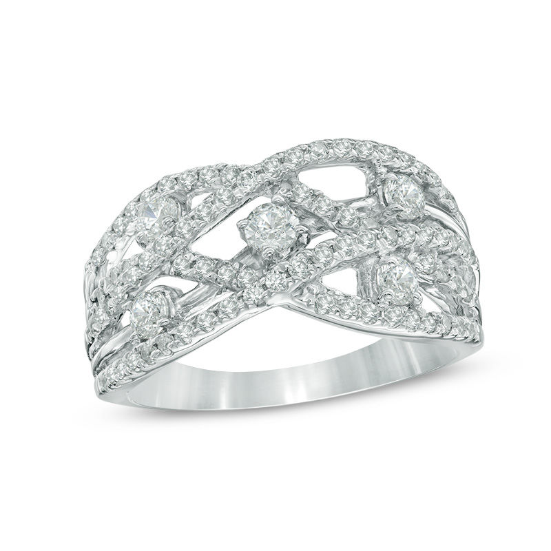 0.95 CT. T.W. Diamond Layered Orbit Ring in 10K White Gold|Peoples Jewellers