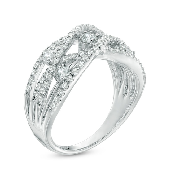 0.95 CT. T.W. Diamond Layered Orbit Ring in 10K White Gold