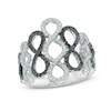 Thumbnail Image 0 of 0.70 CT. T.W. Enhanced Black and White Diamond Multi-Infinity Ring in Sterling Silver