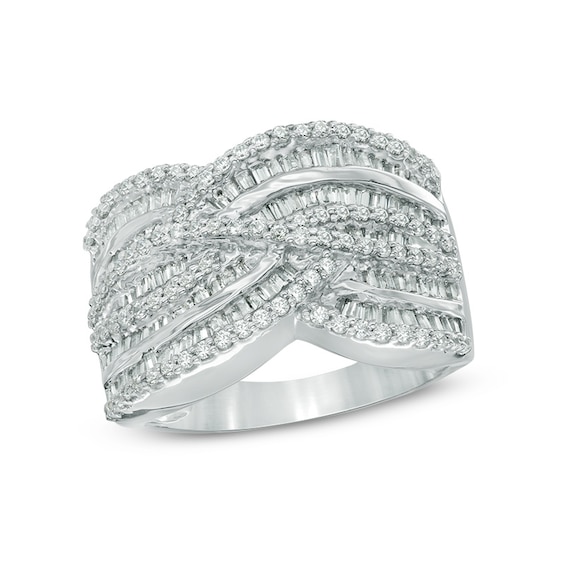 1.20 CT. T.W. Diamond Layered Woven Ring in 10K White Gold