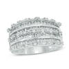 Thumbnail Image 0 of 1.45 CT. T.W. Baguette and Round Diamond Multi-Row Ring in 10K White Gold