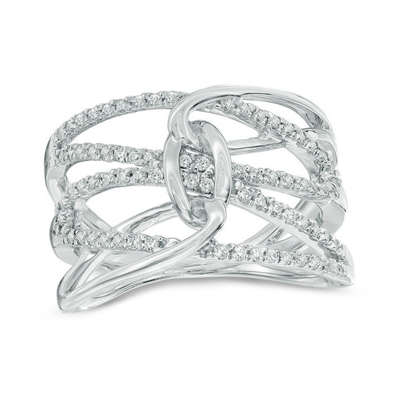 0.30 CT. T.W. Diamond Interlocking Ring in 10K White Gold