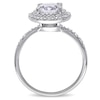 7.0mm Lab-Created White Sapphire and 0.09 CT. T.W. Diamond Double Frame Ring in 10K White Gold