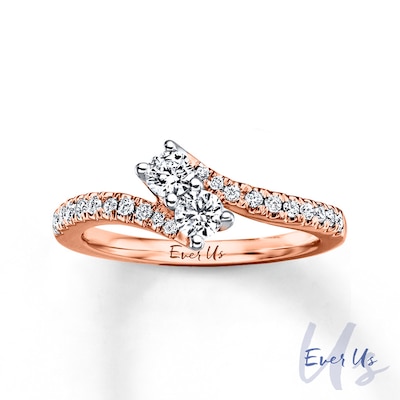 Ever Us™ CT. T.W. Two-Stone Diamond Bypass Ring in 14K Rose Gold