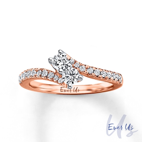 Ever Us™ CT. T.W. Two-Stone Diamond Bypass Ring in 14K Rose Gold