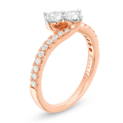 Ever Us™ CT. T.W. Two-Stone Diamond Bypass Ring in 14K Rose Gold