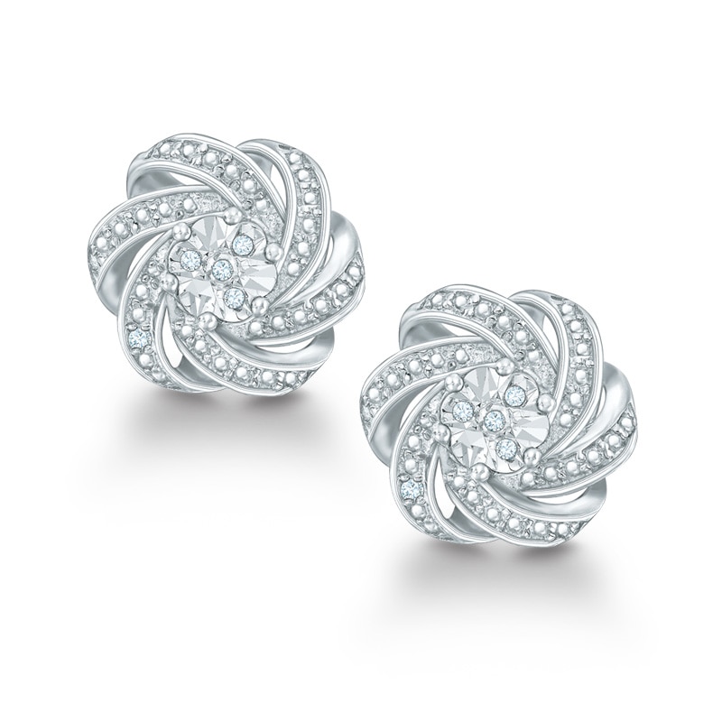 Diamond Accent Swirl Stud Earrings in Sterling Silver