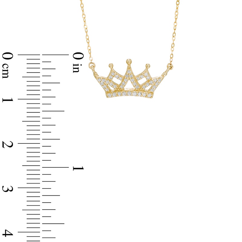 0.12 CT. T.W. Diamond Crown Necklace in 10K Gold - 16.5"|Peoples Jewellers
