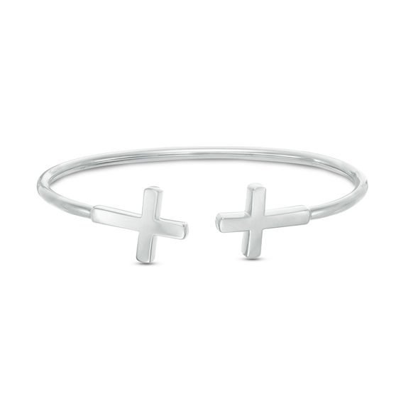 Open Cross Flex Bangle in Sterling Silver