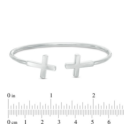 Open Cross Flex Bangle in Sterling Silver