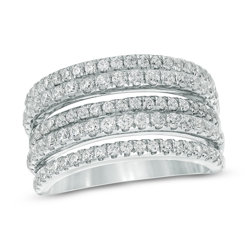 0.95 CT. T.W. Diamond Five Row Anniversary Band in 10K White Gold|Peoples Jewellers