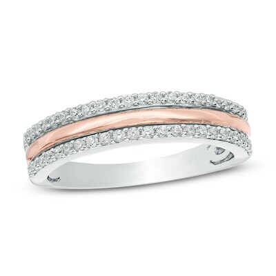 0.25 CT. T.W. Diamond Three Row Anniversary Band in 10K Two-Tone Gold