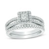 1.00 CT. T.W. Princess-Cut Diamond Frame Split Shank Bridal Set in 14K White Gold