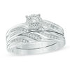 Thumbnail Image 0 of 0.23 CT. T.W. Diamond Slant Bridal Set in Sterling Silver