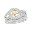 0.30 CT. T.W. Diamond Flower Swirl Bridal Set in 10K Two-Tone Gold