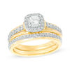 0.77 CT. T.W. Princess-Cut Diamond Frame Bridal Set in 10K Gold